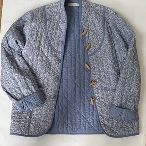 Doen Blue Quilted Jacket with Wooden Toggles